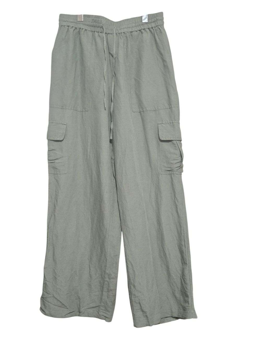 Part Two Linen Sage Green Wide Leg Cargo Pants Size 38 Danish Design